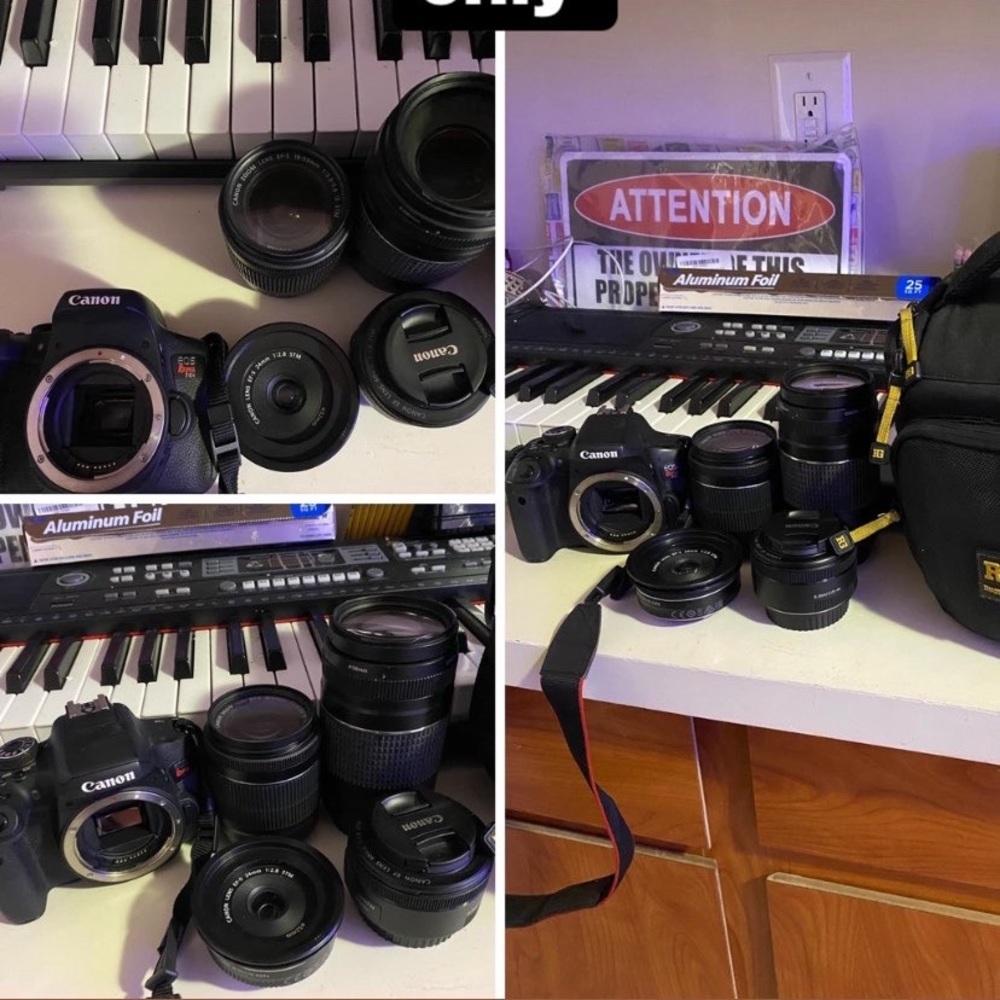 Canon EOS T6i rebel with four lenses bundle pack